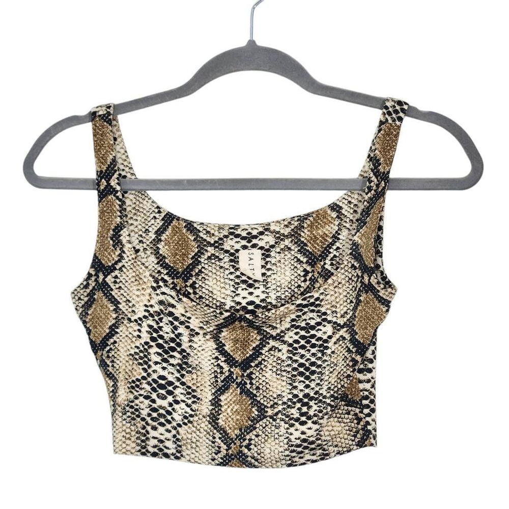 Salty by Andie Snakeskin Print Cropped Tank Top Size Small Snakeskin Fitted Tank